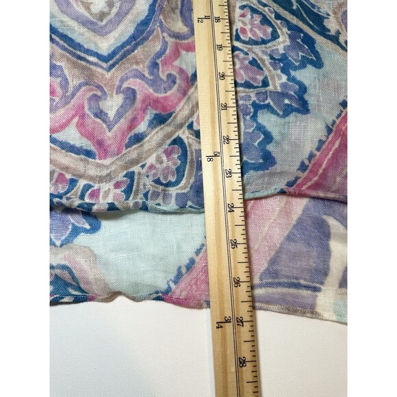 Chico's 100% Linen Poncho Pastel Paisley Boho Top Oversized Women's S/M - Picture 11 of 12